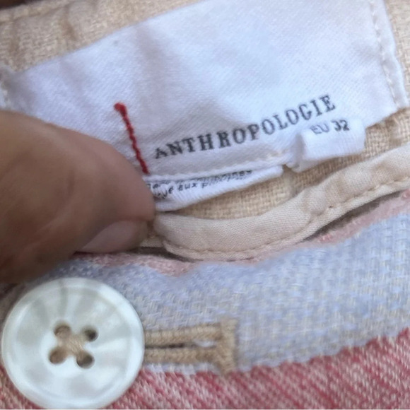 Anthropologie Linen Cotton Striped High Waist Wide Leg Pants size 32 - Picture 5 of 7